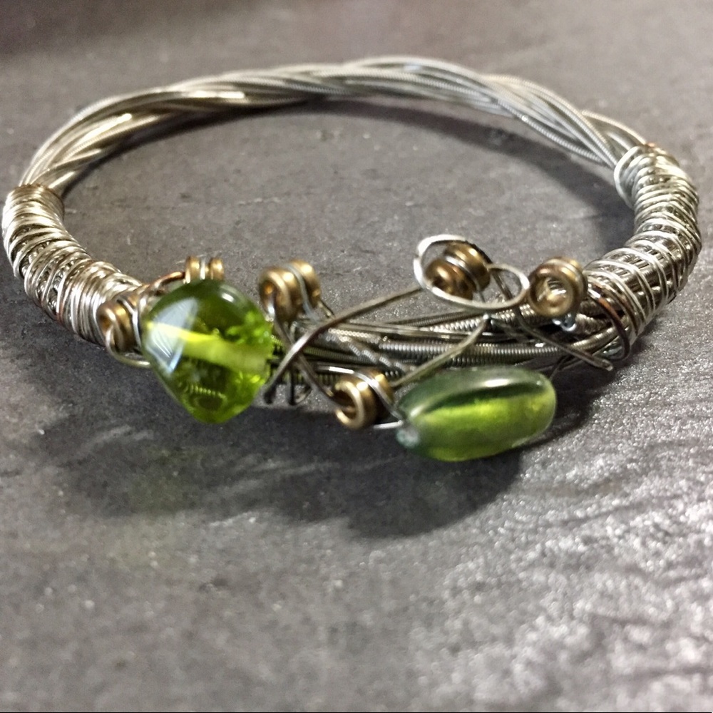 Local Artist recycled guitar strings Bracelet🖤